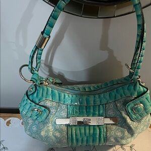 Guess Aqua Embossed Shoulder Bag